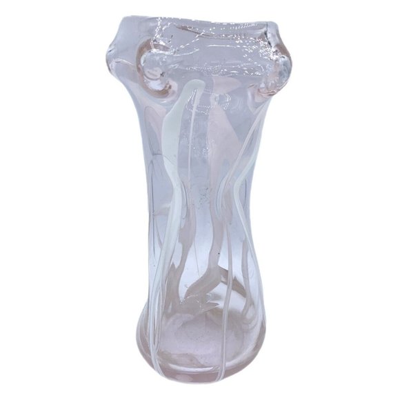 Margie's Garden Art Glass Hand Blown Vase Decor Light Pink Clear White Venice CA - Picture 1 of 7